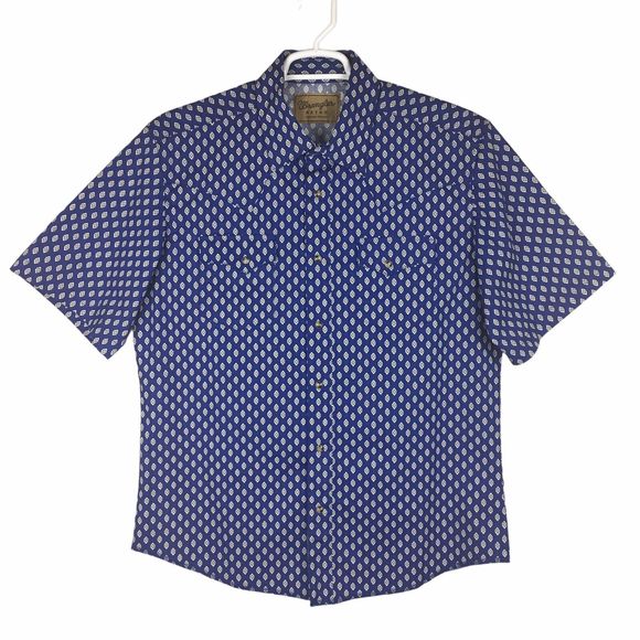 EUC Wrangler Retro Mens Diamond Short Sleeve Pearl Snap Shirt size Large - Picture 1 of 11